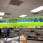 Foam Letters that read "Donate. Shop. Change a life." for Palmetto Goodwill